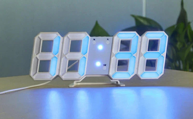 3D LED Väggklocka – Alarm, Datum & Temperatur