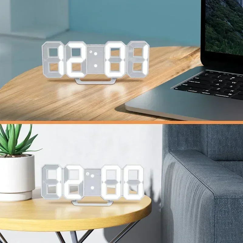 3D LED Väggklocka – Alarm, Datum & Temperatur