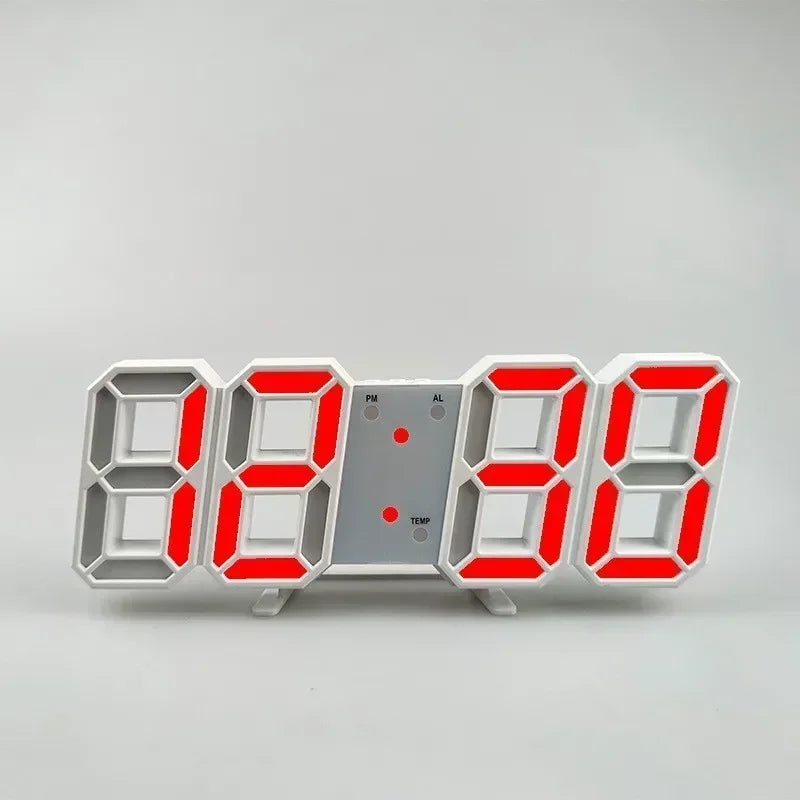 3D LED Väggklocka – Alarm, Datum & Temperatur