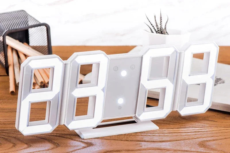 3D LED Väggklocka – Alarm, Datum & Temperatur