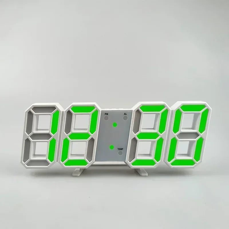 3D LED Väggklocka – Alarm, Datum & Temperatur