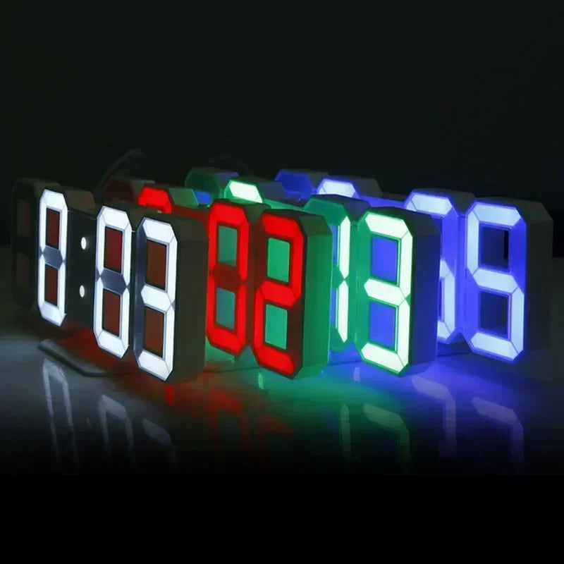 3D LED Väggklocka – Alarm, Datum & Temperatur