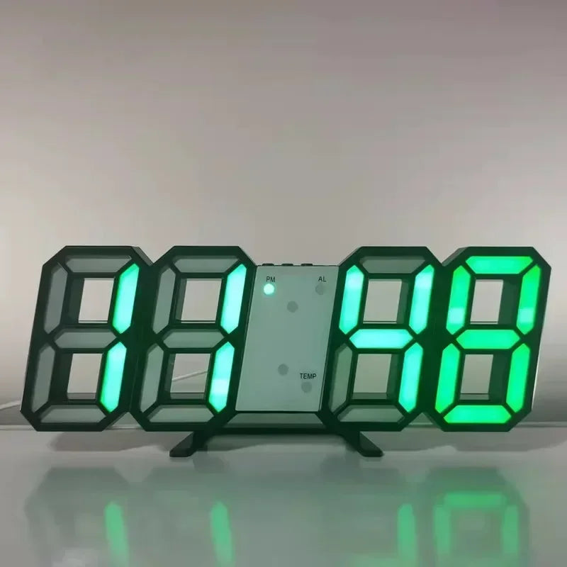 3D LED Väggklocka – Alarm, Datum & Temperatur