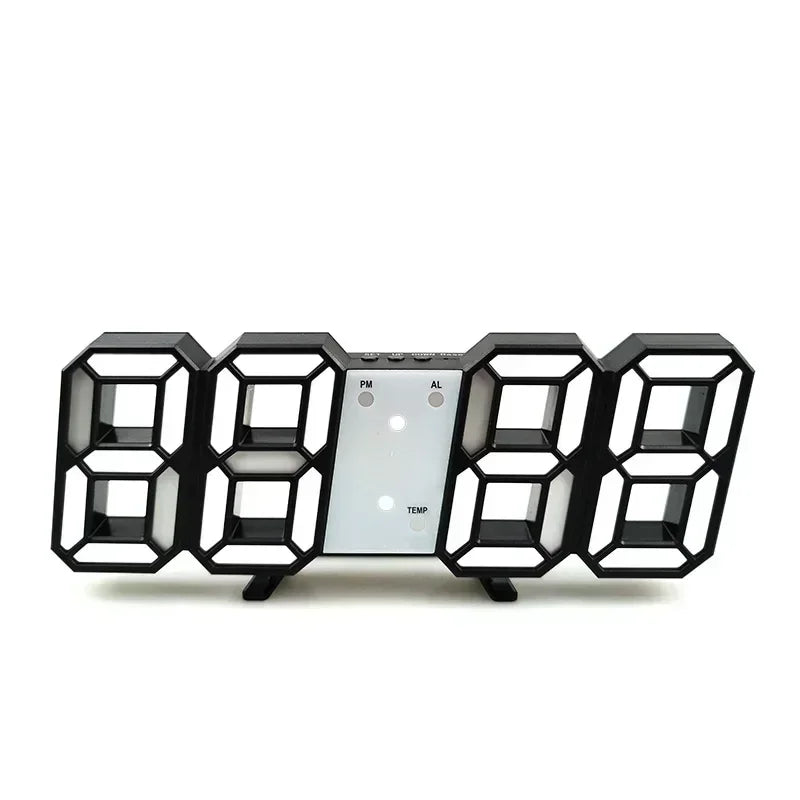 3D LED Väggklocka – Alarm, Datum & Temperatur