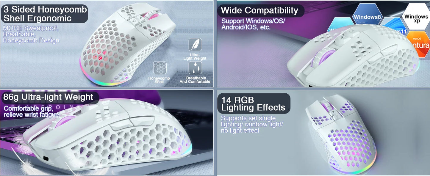Solakaka UltraLight RGB Gaming Mus - Trådlös