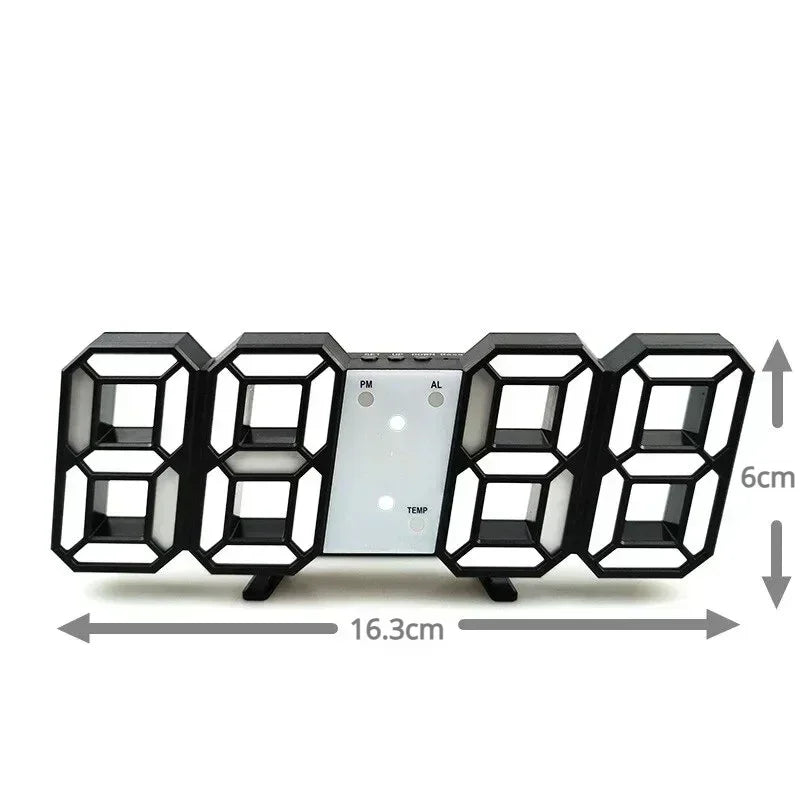 3D LED Väggklocka – Alarm, Datum & Temperatur