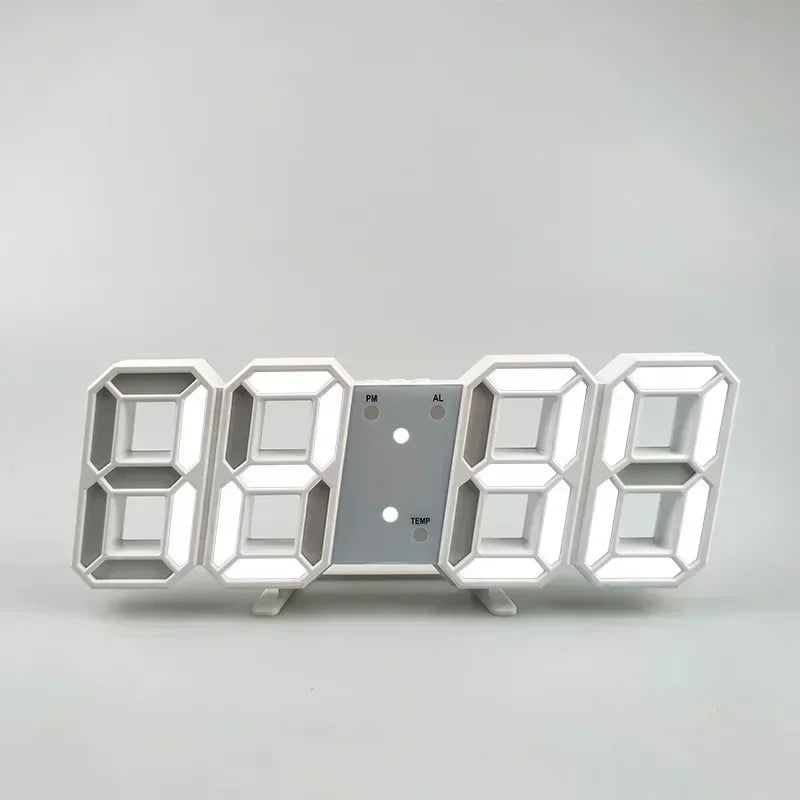 3D LED Väggklocka – Alarm, Datum & Temperatur