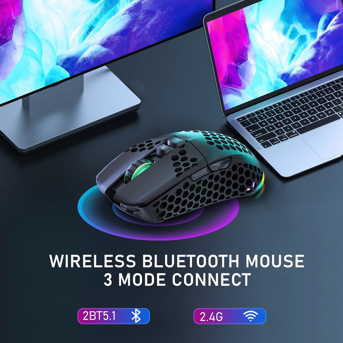 Solakaka UltraLight RGB Gaming Mus - Trådlös