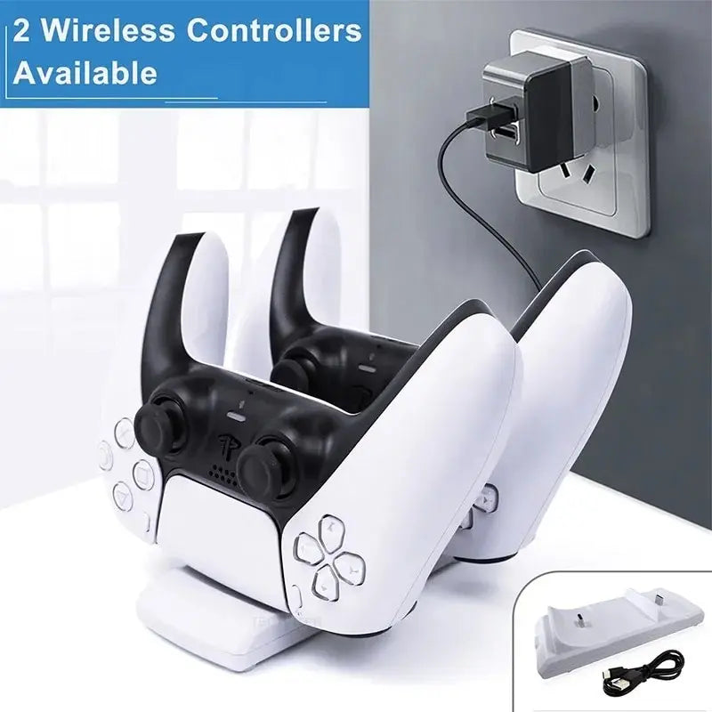 PS5 Dual Snabbladdare | USB-C Laddningsdocka för Trådlösa Kontroller