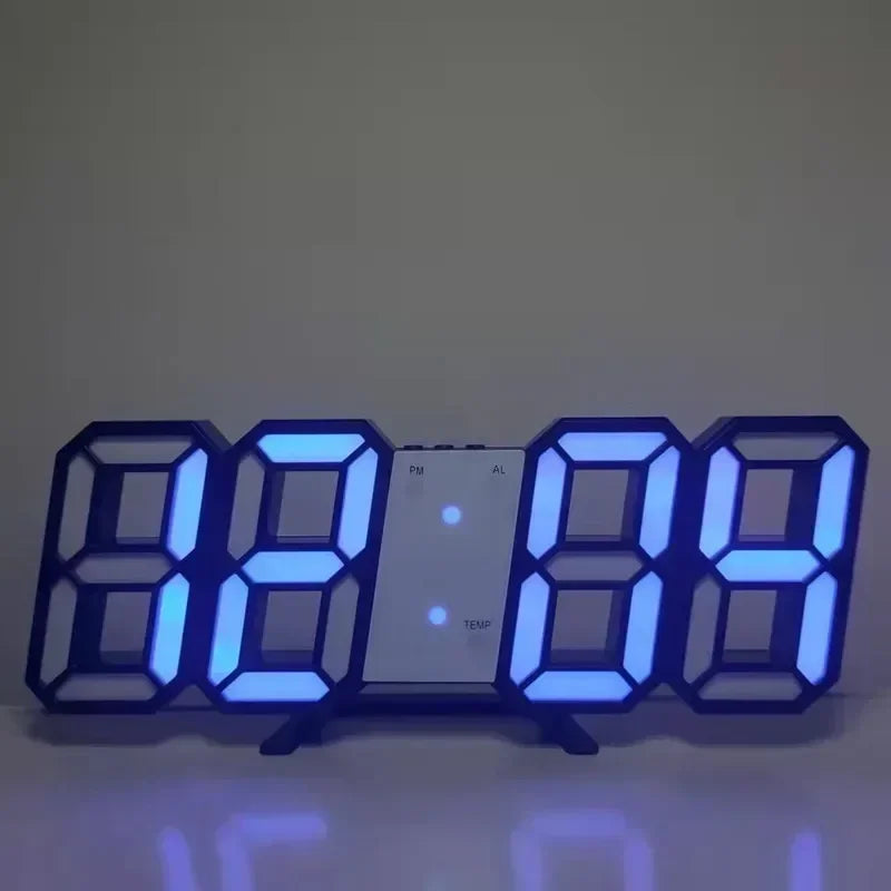 3D LED Väggklocka – Alarm, Datum & Temperatur
