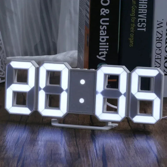 3D LED Väggklocka – Alarm, Datum & Temperatur